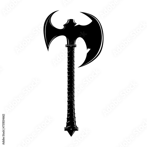 Silhouette viking ax or axe in mmorpg game black color only