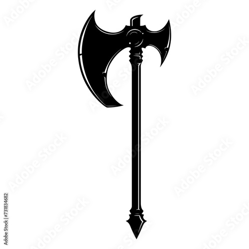 Silhouette viking ax or axe in mmorpg game black color only