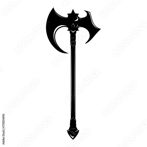 Silhouette viking ax or axe in mmorpg game black color only