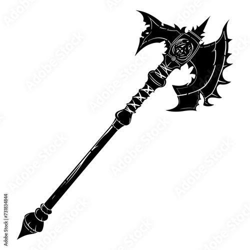 Silhouette viking club weapon in mmorpg game black color only