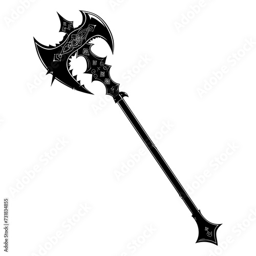 Silhouette viking club weapon in mmorpg game black color only