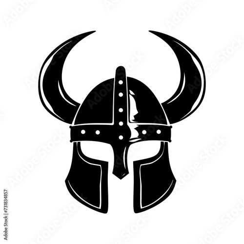Silhouette viking helmet in mmorpg game black color only