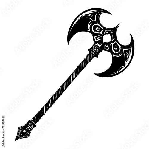 Silhouette viking club weapon in mmorpg game black color only