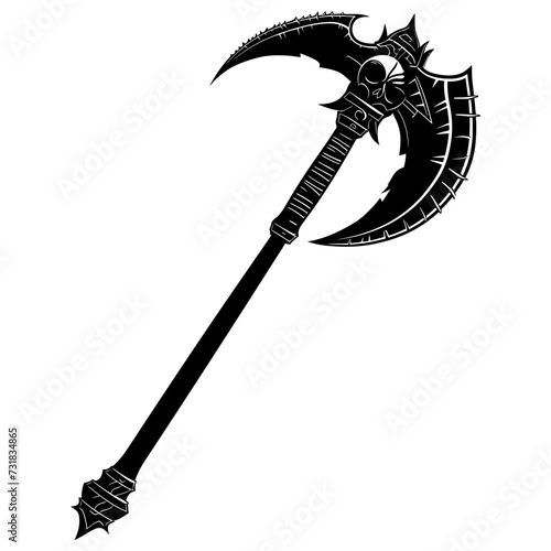 Silhouette viking club weapon in mmorpg game black color only