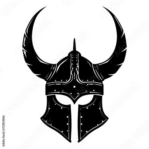 Silhouette viking helmet in mmorpg game black color only