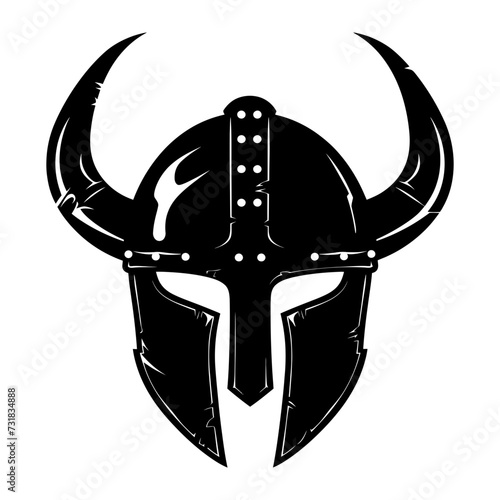 Silhouette viking helmet in mmorpg game black color only