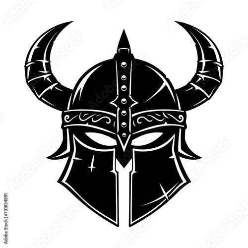 Silhouette viking helmet in mmorpg game black color only