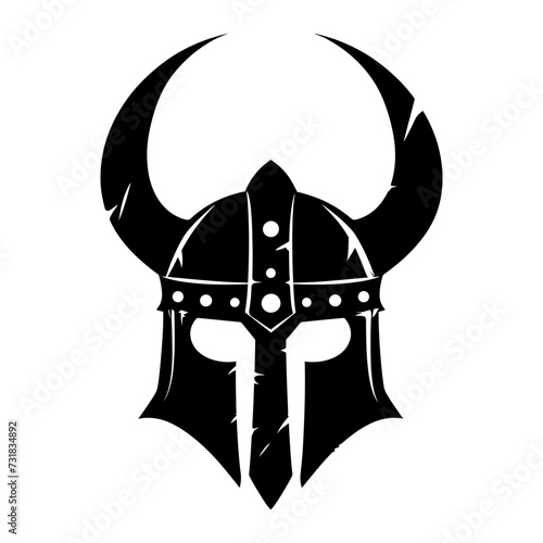 Silhouette viking helmet in mmorpg game black color only