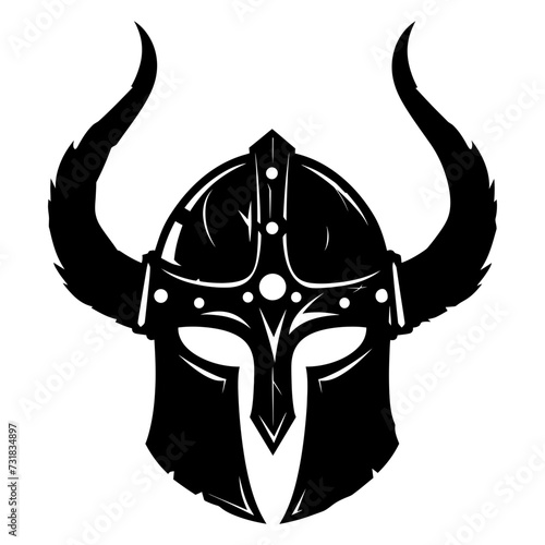 Silhouette viking helmet in mmorpg game black color only