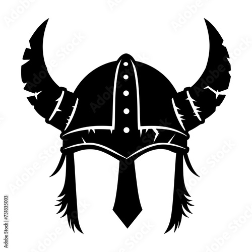 Silhouette viking helmet in mmorpg game black color only