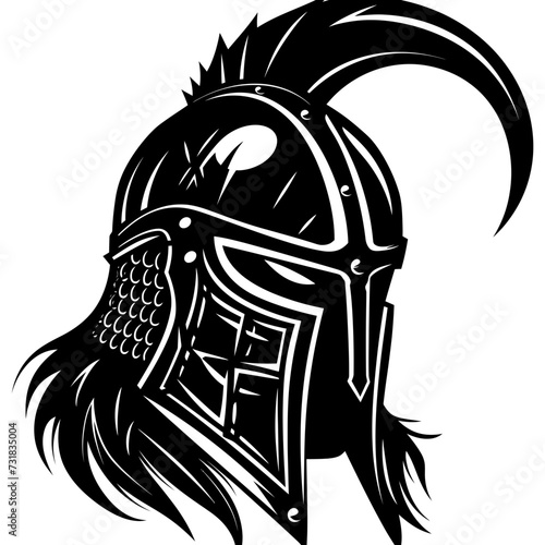 Silhouette viking helmet in mmorpg game black color only