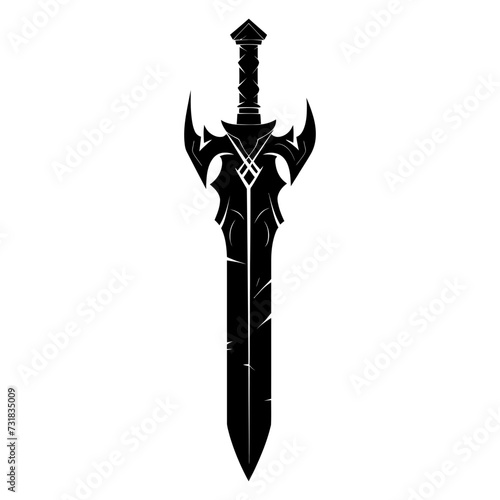Silhouette viking sword in mmorpg game black color only