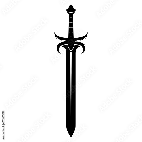 Silhouette viking sword in mmorpg game black color only