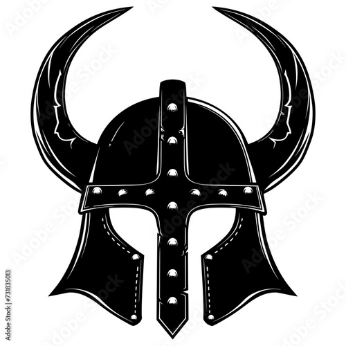 Silhouette viking helmet in mmorpg game black color only