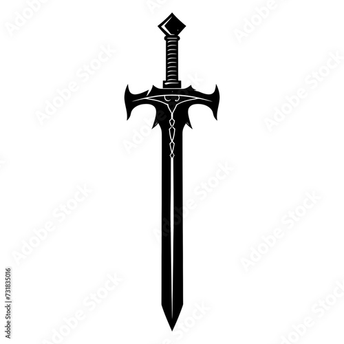 Silhouette viking sword in mmorpg game black color only