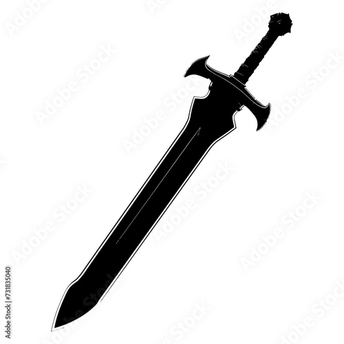 Silhouette viking sword in mmorpg game black color only