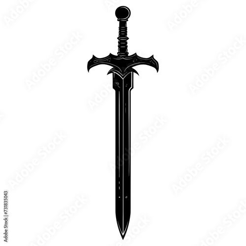 Silhouette viking sword in mmorpg game black color only