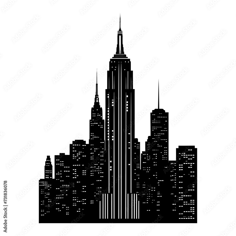 Silhouette skyscraper black color only