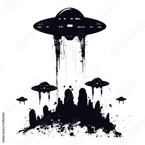 Silhouette space invaders by UFO black color only