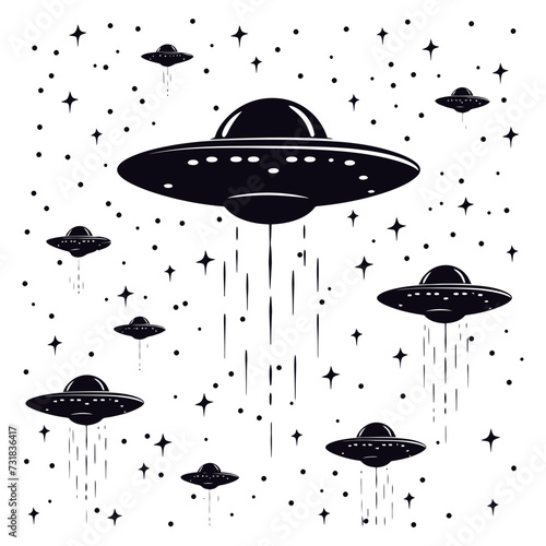Silhouette space invaders by UFO black color only