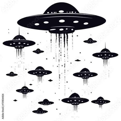 Silhouette space invaders by UFO black color only