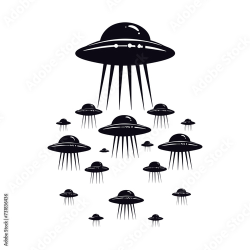 Silhouette space invaders by UFO black color only