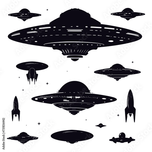 Silhouette space invaders by UFO black color only