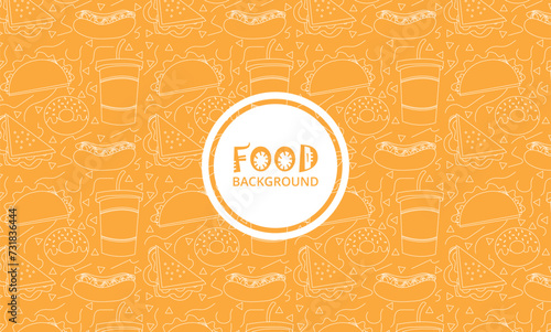 Street food background from line icon. Linear vector pattern