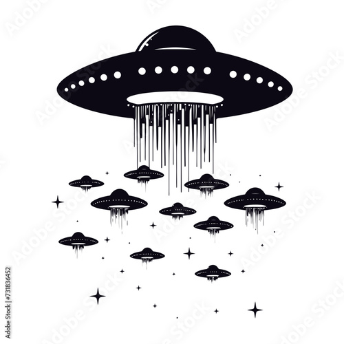 Silhouette space invaders by UFO black color only