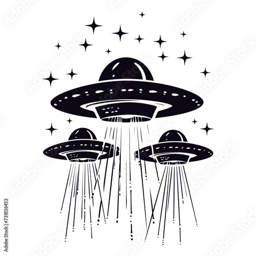 Silhouette space invaders by UFO black color only