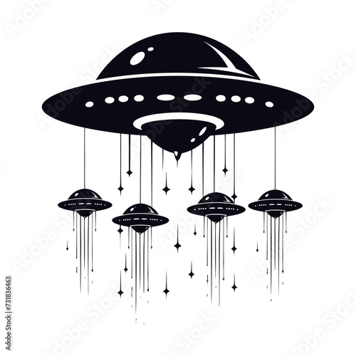Silhouette space invaders by UFO black color only