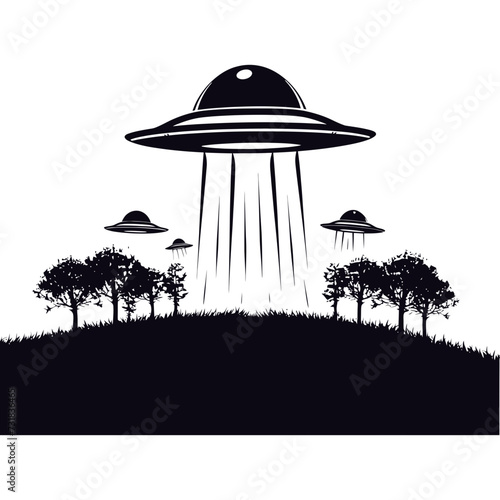 Silhouette space invaders by UFO black color only