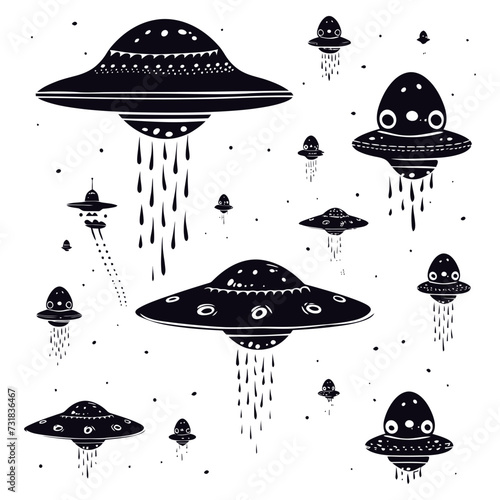 Silhouette space invaders by UFO black color only