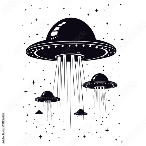 Silhouette space invaders by UFO black color only
