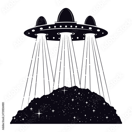Silhouette space invaders by UFO black color only
