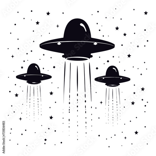 Silhouette space invaders by UFO black color only