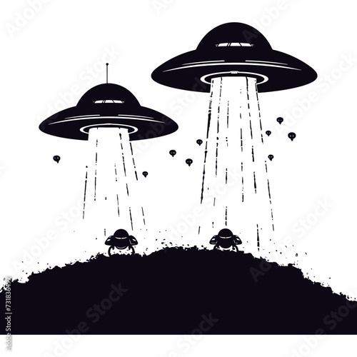 Silhouette space invaders by UFO black color only