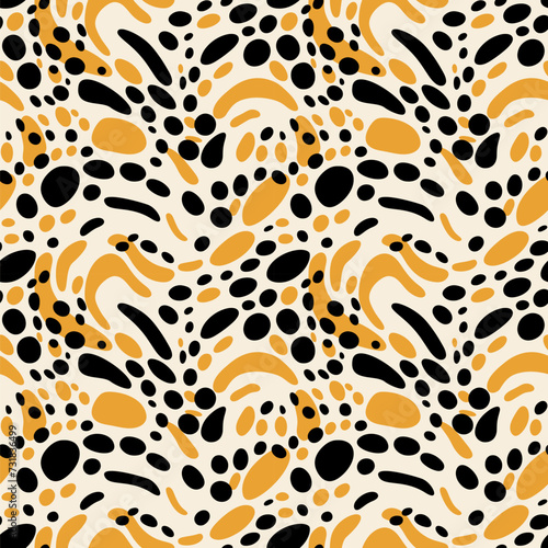 Abstract irregular brush spots  wild animal skin print  seamless vector pattern  simple geometric