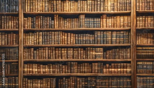 a wall full of old ancient books of a library holding many historical books british feel collection of thousands of years of human knowledge concept