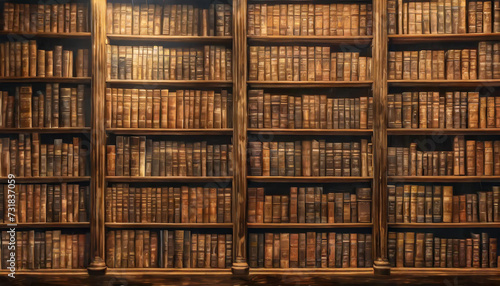 a wall full of old ancient books of a library holding many historical books british feel collection of thousands of years of human knowledge concept
