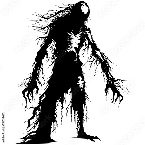 Silhouette undead in mmorpg game black color only