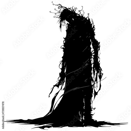 Silhouette undead king in mmorpg game black color only