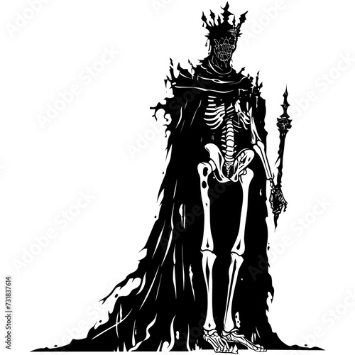 Silhouette undead king in mmorpg game black color only