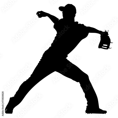 Silhouette Baseball Pitcher black color only full body © NikahGeh