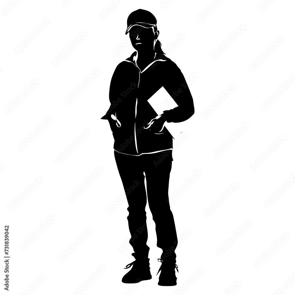 Silhouette delivery woman black color only full body Silhouette delivery woman black color only full body
