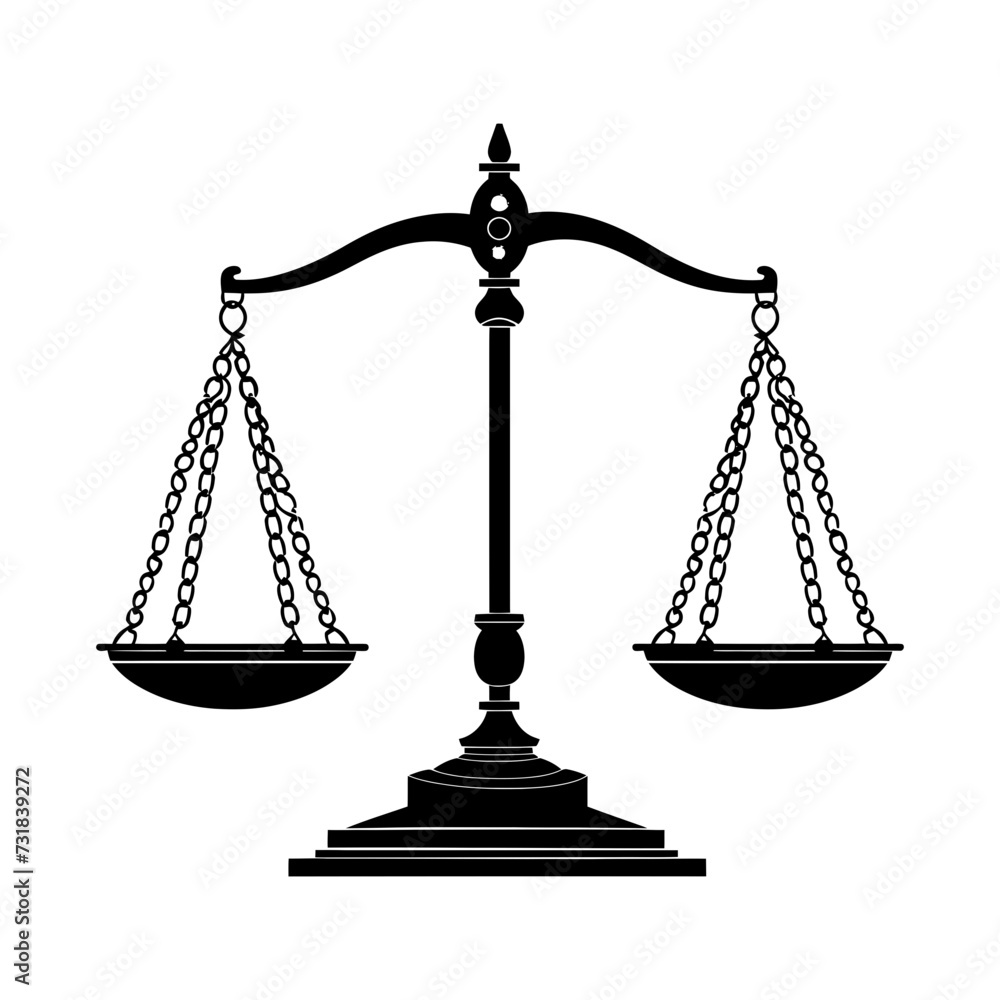 Silhouette scales of justice black color only Silhouette scales of justice black color only