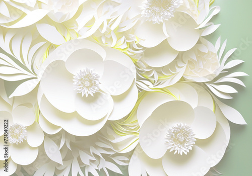 紙の花の背景フレーム ウエディングブーケ ペーパーアート素材