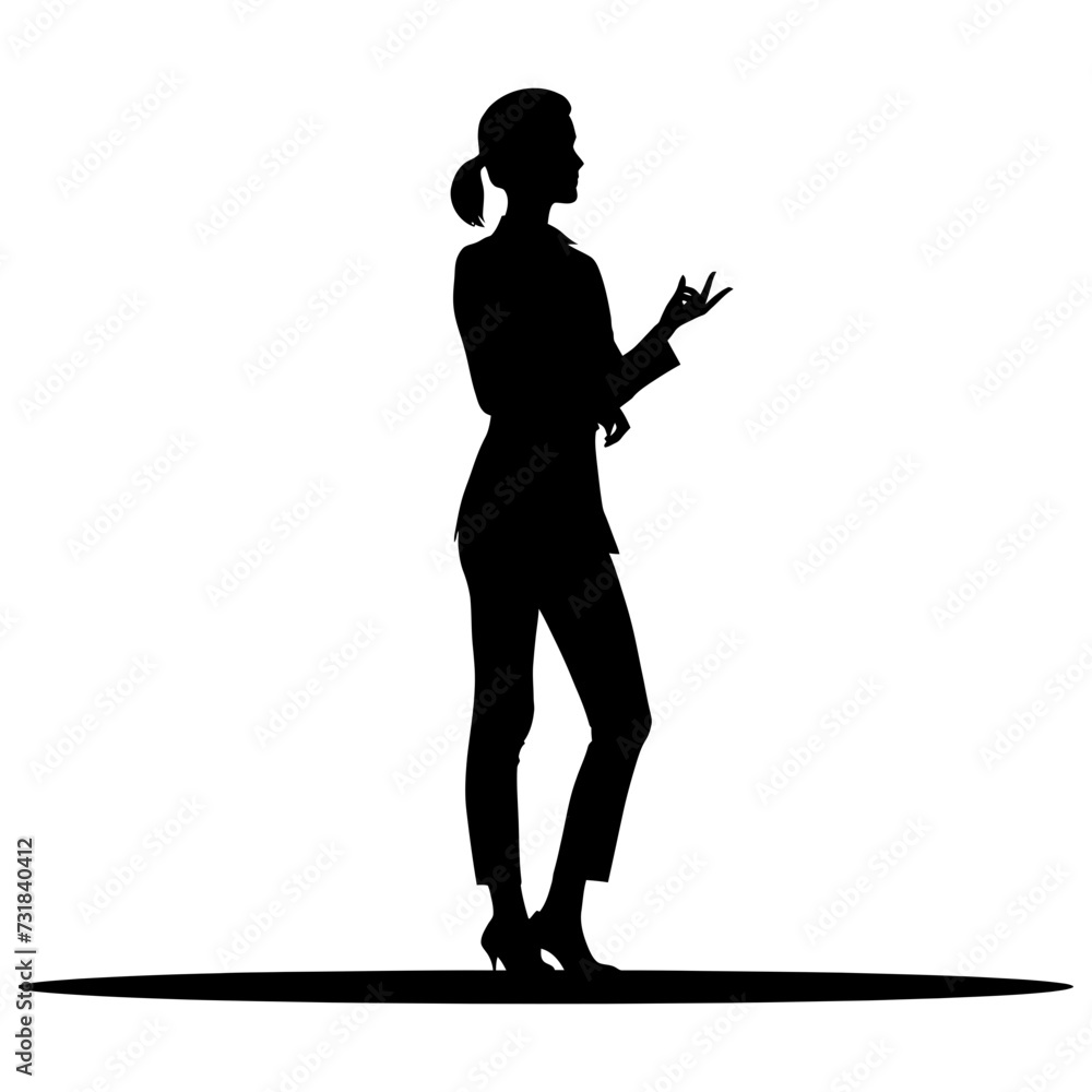 Silhouette Business Woman Making Presentation black color only