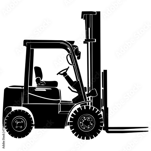 Silhouette forklift industrial equipment black color only full