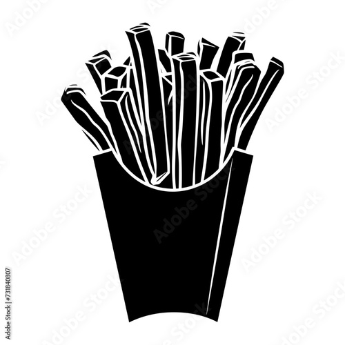 Silhouette French fries food black color only
